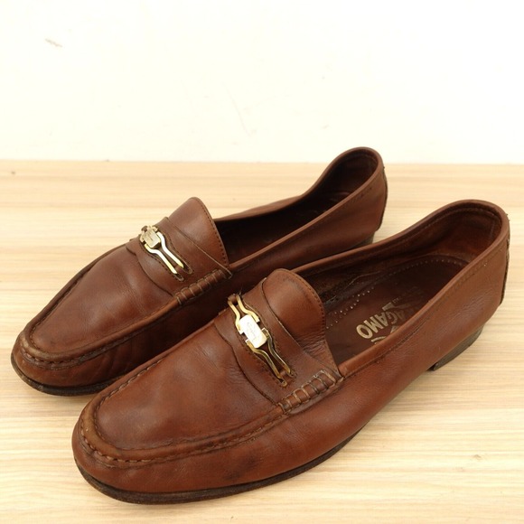 Vintage Salvatore Ferragamo Loafer Men 9 D Bourbon 43 Gancini Bit Mocassin Italy